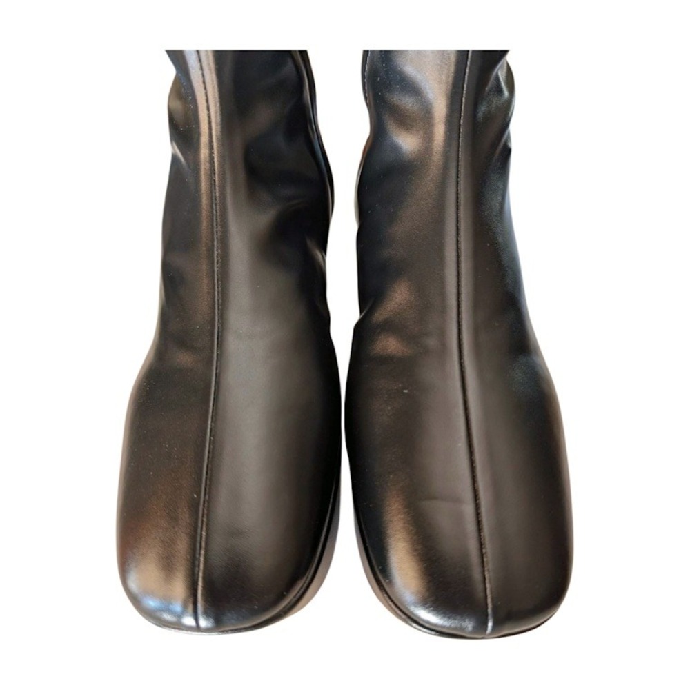 NIB PRADA Black Platform Square Toe Mid Calf Leather Sock Boots Size 39 - Picture 7 of 12